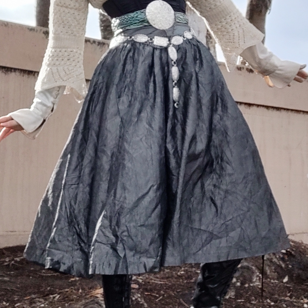 Vintage 1980s 80s Fairy Fairycore Whimsygoth Aesthetic Long Midi Silver Skirt